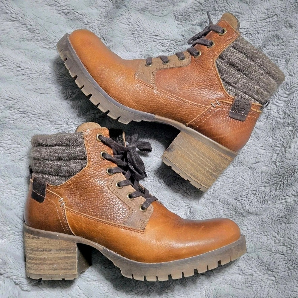 Bullboxer‎ Cassie Handmade Brown Leather Ankle Boot 10 Grunge Bootie Block Heel